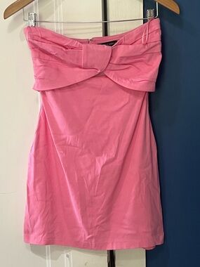 Strapless Twist Front Pink Mini Dress , cotton candy , Size M